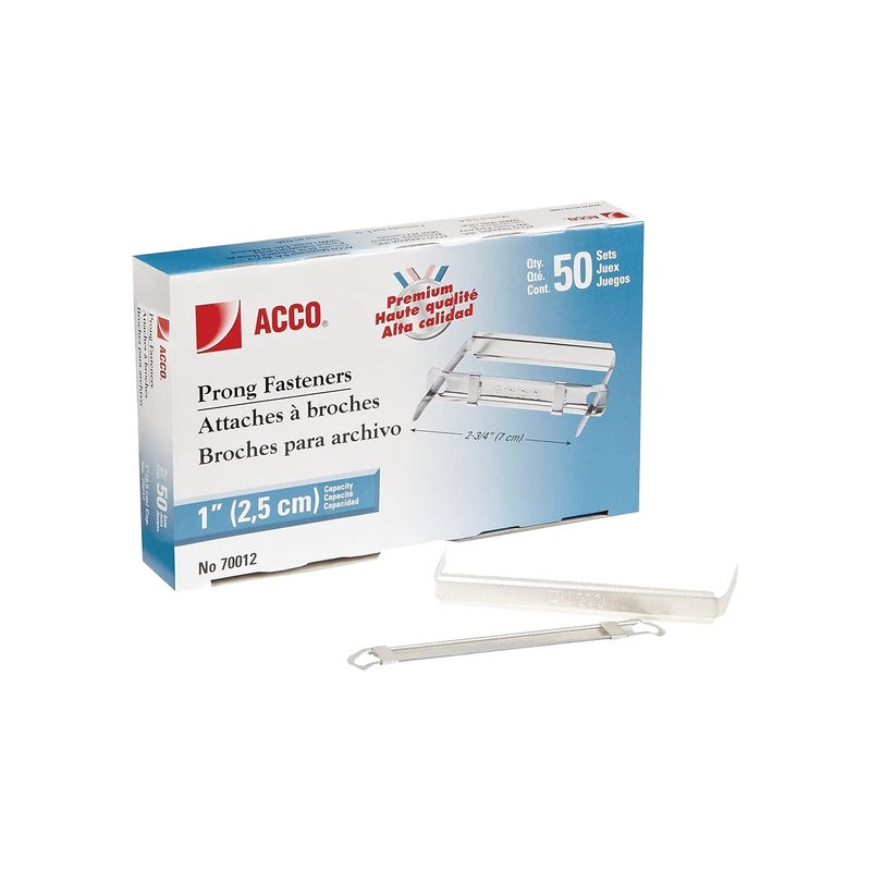 ACCO Brands Acco 70022 Premium Two-Piece Fasteners, 2-Inch Cap, 2-3/4-Inch Center, Silver, 50/BX - Image 3